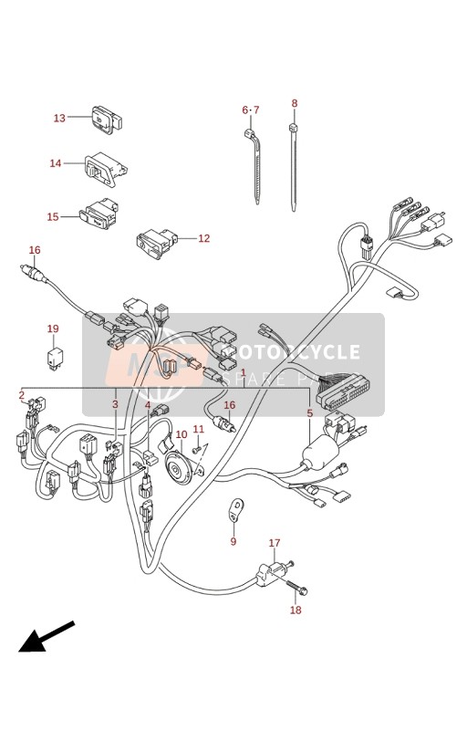 Suzuki ADDRESS 110 2019 Arnés de cableado (EU) para un 2019 Suzuki ADDRESS 110